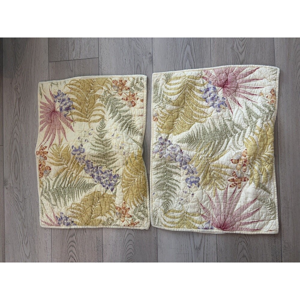Set Of 2 Liz Claiborne Bon Aire Standard Pillow Sham Floral 26.5" X 19"